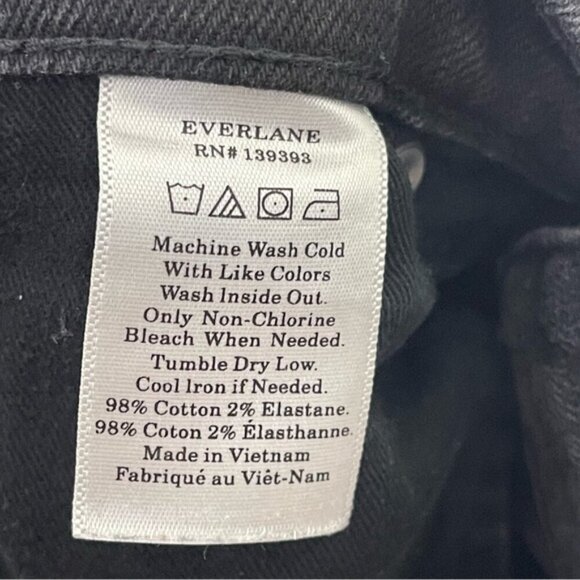 Everlane Black The High Rise Kick Crop Jean Raw Hem Size 30 Regular Flare - Picture 8 of 11